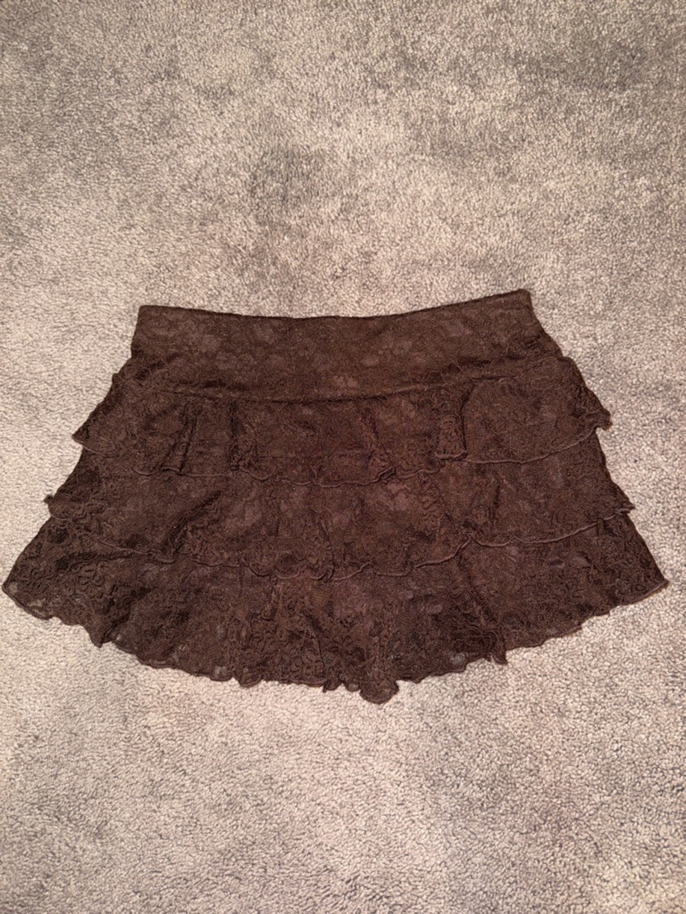 Brown Lace Tiered Mini Skirt - Women's